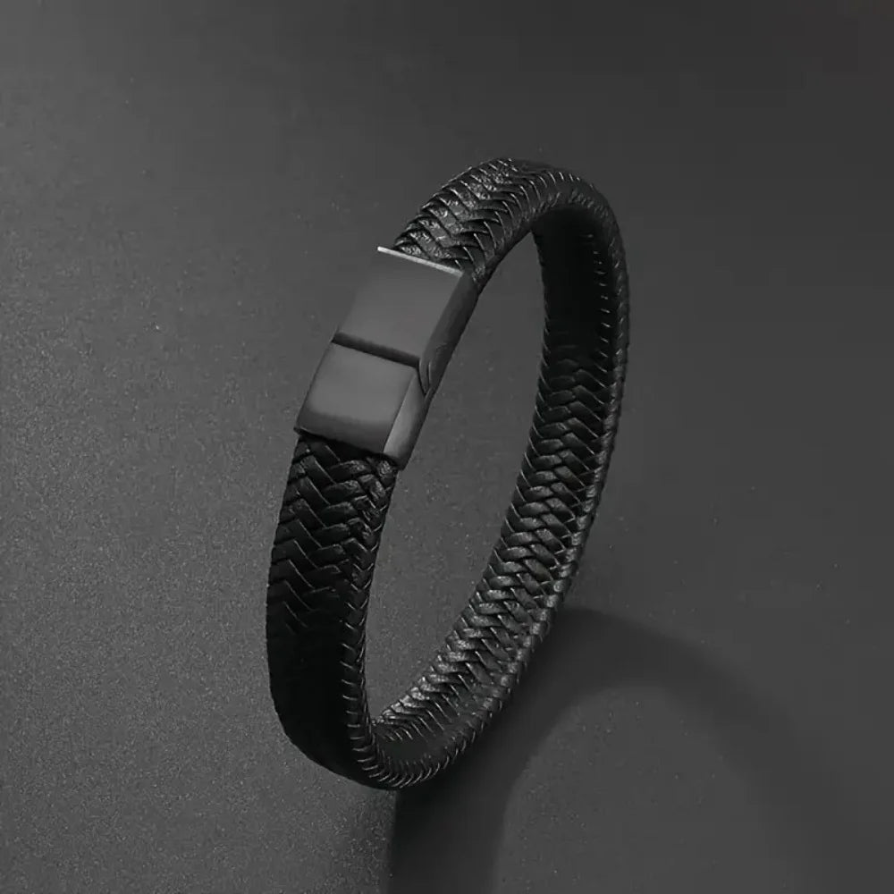 Bracelet magnétique en cuir PU noir pour hommes, Mature, Stable et élégant, le meilleur cadeau pour hommes